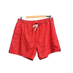 Bearbottom Red Geometric Pattern 5.5" Men's Swim Lined Shorts Size XL